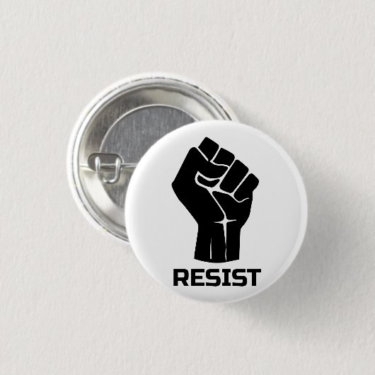 Resist met vuist - in zwart ronde button 3,2 cm (Voorkant /achterkant)