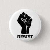 Resist met vuist - in zwart ronde button 3,2 cm (Voorkant)