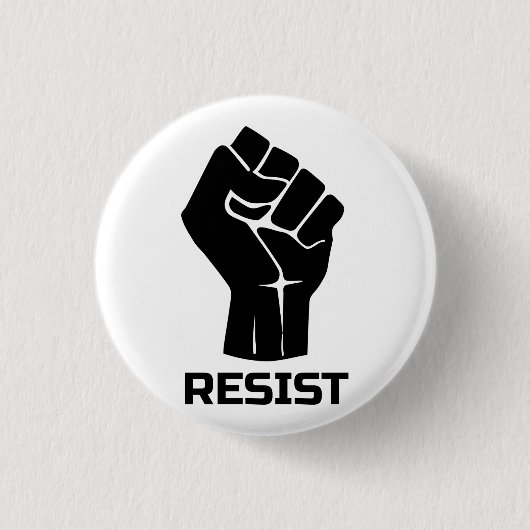 Resist met vuist - in zwart ronde button 3,2 cm (Voorkant)