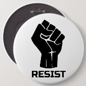Resist met vuist - in zwart ronde button 6,0 cm (Voorkant /achterkant)