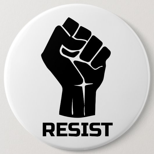 Resist met vuist - in zwart ronde button 6,0 cm (Voorkant)