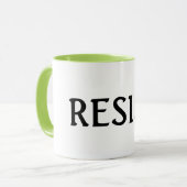 RESIST Mok White en Lime Green (Voorkant links)