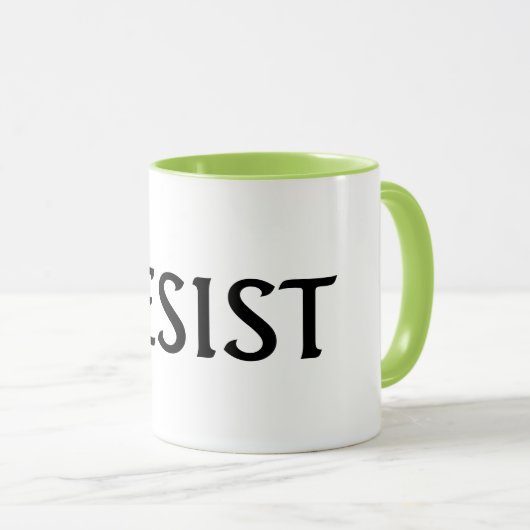 RESIST Mok White en Lime Green (Voorkant rechts)