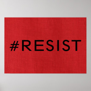 #Resist op Red Linen Texture Photo Poster