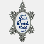 Resist Pattern Blue Tin Sneeuwvlok Ornament (Links)
