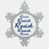 Resist Pattern Blue Tin Sneeuwvlok Ornament (Voorkant)