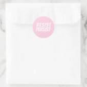 "Resist Persist" lichtroze wit Ronde Sticker (Tas)