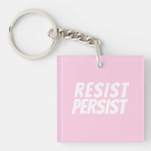 "Resist Persist" lichtroze wit Sleutelhanger