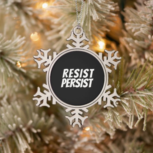 "Resist Persist" zwart wit Ornament (Boom)