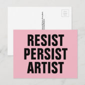Resist Persistent Artist Resistance Pink Briefkaart (Voorkant / Achterkant)