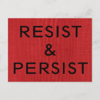 Resist & Persistent, zwarte tekst op rood linnen F