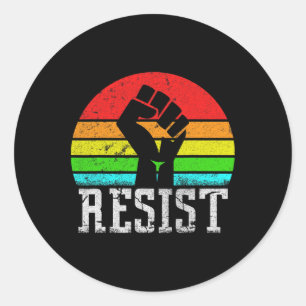 Resist Retro Stijl Ronde Sticker