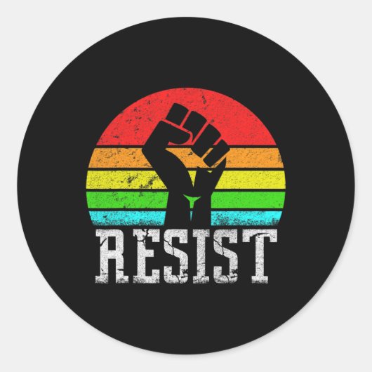 Resist Retro  Stijl Ronde Sticker (Voorkant)