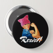 "Resist!" & Rosie in Pussy Pet Ronde Button 4,0 Cm (Voorkant /achterkant)