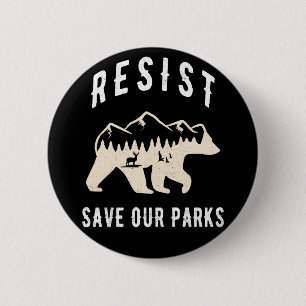 Resist Save Our Parks Alt US National Parks Beer Ronde Button 5,7 Cm