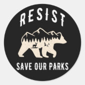 Resist Save Our Parks Alt US National Parks Beer Ronde Sticker (Voorkant)