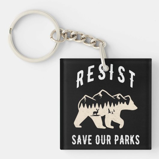 Resist Save Our Parks Alt US National Parks Beer Sleutelhanger (Voorkant)