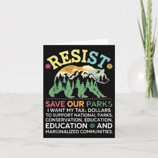 Resist Save Our Parks Support National Park Beer L Kaart (Voorkant)