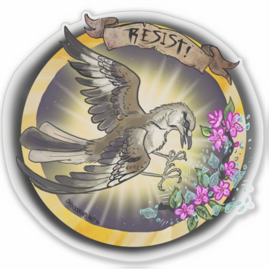 Resist State Bird Arkansas Mockingbird Sticker (Voorkant)