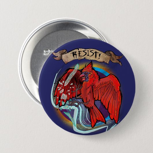 Resist State Bird Cardinal  Ronde Button 7,6 Cm (Voorkant /achterkant)