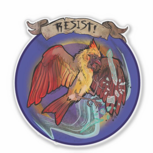 Resist State Bird Cardinal  Sticker (Voorkant)