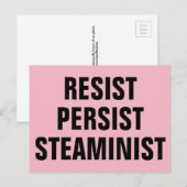 Resist Steaminist STEAM Resistance Roze Briefkaart (Voorkant / Achterkant)
