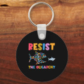 Resist The Oligarchy Funny Fish Anti Trump  Sleutelhanger (Voorkant)