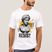 "Resist: vet Grieks standbeeld T-shirt met motivat (Voorkant)