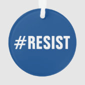 #Resist, vetgedrukte tekst op helder en donkerblau Ornament (achterkant)