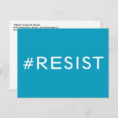 #Resist, vetgedrukte witte tekst op lichtblauw, al Briefkaart (Voorkant / Achterkant)