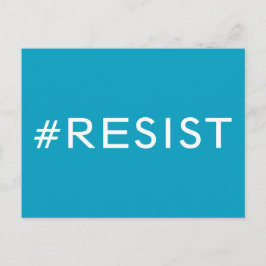 #Resist, vetgedrukte witte tekst op lichtblauw, al Briefkaart