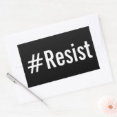 #Resist, vetgedrukte witte tekst op zwarte sticker (Envelop)