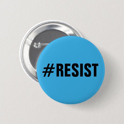 #Resist, vetgedrukte zwarte tekst op helderblauw,  Ronde Button 5,7 Cm (Voorkant /achterkant)