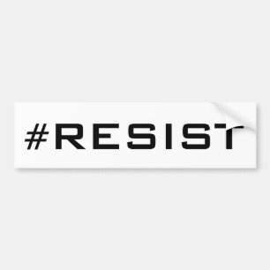 #Resist, vetgedrukte zwarte tekst op wit, alle pet Bumpersticker