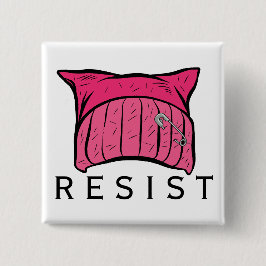 RESIST - Wij zijn het verzet - Roze Pet Vierkante Button 5,1 Cm