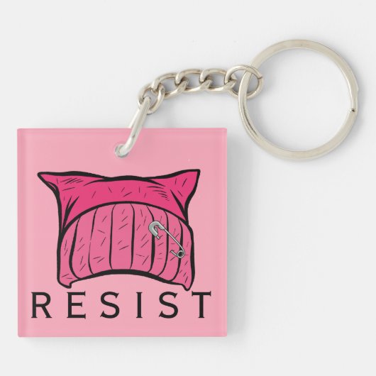 RESIST - Wij zijn het verzet - roze Petten Sleutelhanger (Achterkant)