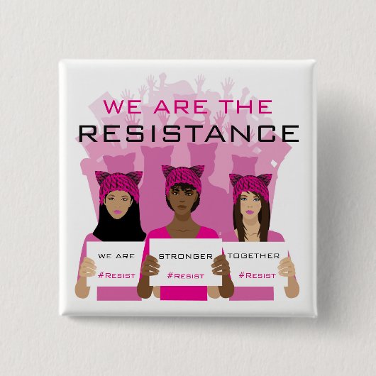 RESIST - Wij zijn het verzet - roze Petten Vierkante Button 5,1 Cm (Voorkant)