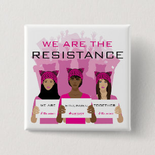 RESIST - Wij zijn het verzet - roze Petten Vierkante Button 5,1 Cm