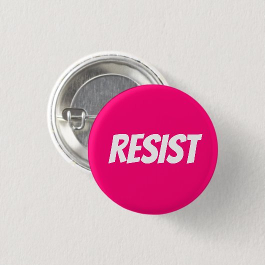 "Resist" wit, roze, magenta, knop voor fuchsie Ronde Button 3,2 Cm (Voorkant /achterkant)