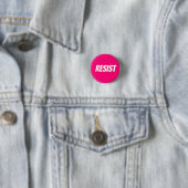 "Resist" wit, roze, magenta, knop voor fuchsie Ronde Button 3,2 Cm (In situ)