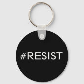 #Resist, witte tekst op zwarte sleutelhanger (Voorkant)