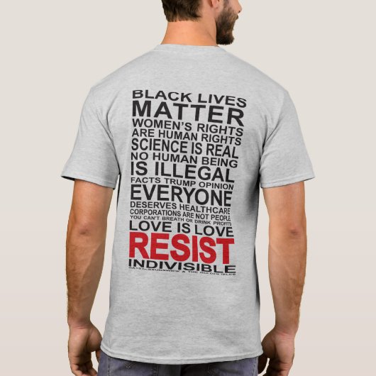 Resist - zwarte oplossing op grijs shirt (Achterkant)