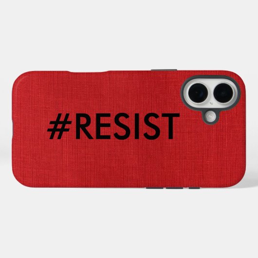 #Resist, zwarte tekst op foto van rode linen Case-Mate iPhone Case (Achterkant (horizontaal))