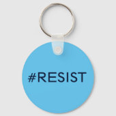 #Resist, zwarte tekst op sky blue sleutelhanger (Voorkant)