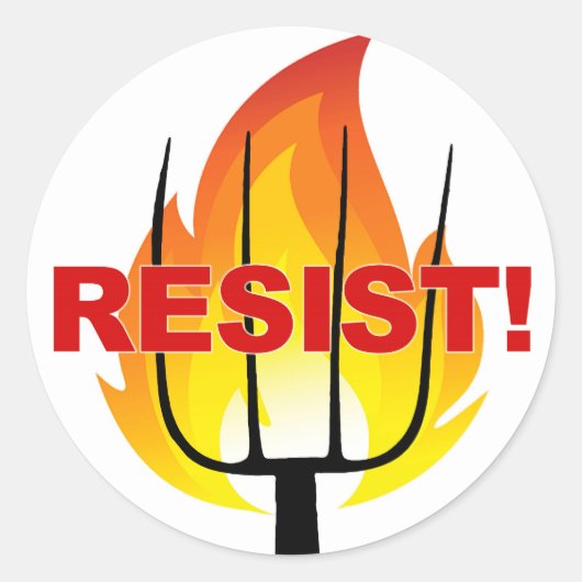 Resistance Torch and Pitchfork Ronde Sticker (Voorkant)