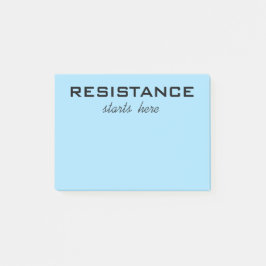 Resistentie begint hier zwarte tekst op lichtblauw post-it® notes
