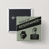 Resistentiemiddelen: Bibliotheekkaart en -boeken Vierkante Button 5,1 Cm (Voorkant /achterkant)