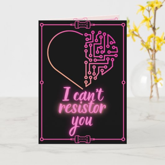 Resistor Funny Science Valentijn Card Kaart (Gele Bloem)