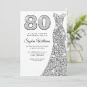 Reskle Diamond Dress Womans 80th Birthday Party Kaart (Staand voorkant)