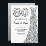 Reskle Diamond Dress Womans 80th Birthday Party Kaart<br><div class="desc">Sparkle Diamond Dress Womans 80th Birthday Party Invitation Variations to the uitnodiging and matching items in our store</div>
